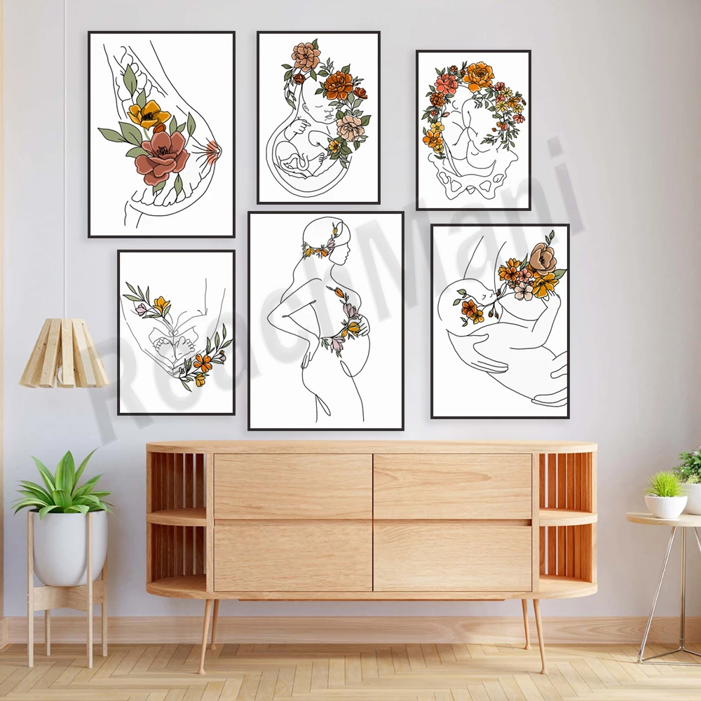 Цветочная грудь матка искусство для беременных близнецов печать на грудном