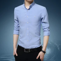four seasons new solid color mens shirts long sleeve slim fashion cotton comfortable business casual anti wrinkle shirts