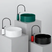 nordic dark green above counter basin round wash basin matte black ceramic wash basin bathroom single basin small