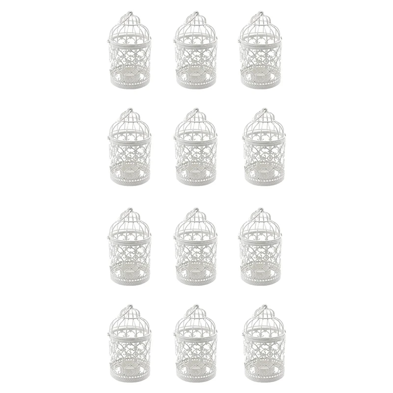 

12 Pcs Candle Tea Light Holders Metal Hanging Hollow Birdcage Lantern Vintage Decorative Centerpieces Of Wedding Party