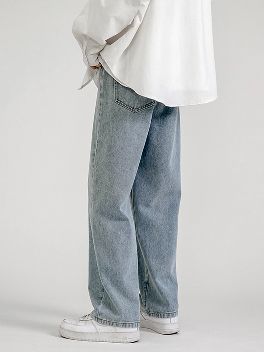 Baggy Jeans Men 2023 New Spring Autumn Korean Streetwear Black Denim Trousers High Quality Loose Straight Wide Leg Pants Gray
