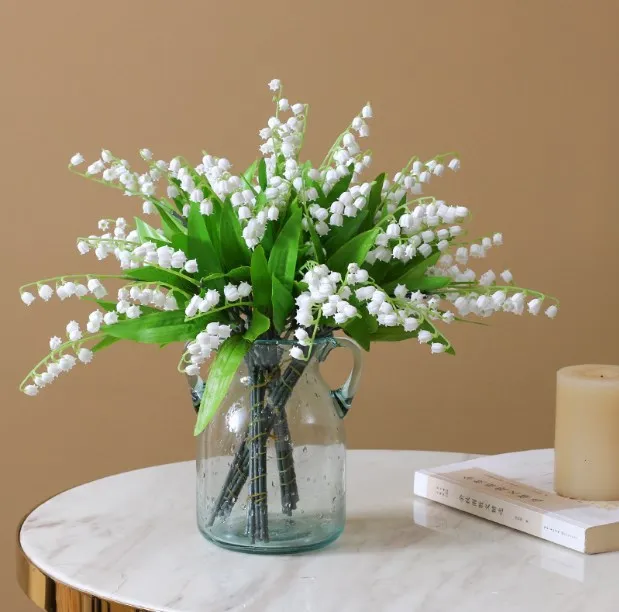 

6PCS/Set Artificial Flower PartyBellflower Lily Valley Flower Plastic Flower Home Soft Decoration Plant Wall Wedding Green Plant