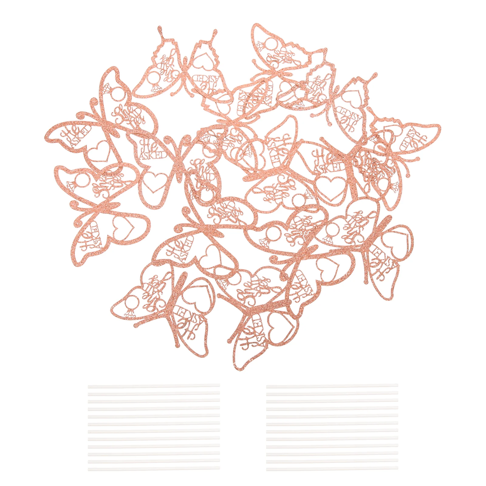 

Cake Cupcake Toppers Topper Wedding Butterfly Shower Decorations Bridal Yes Said She Picks Party Bride Engagement For Proposal