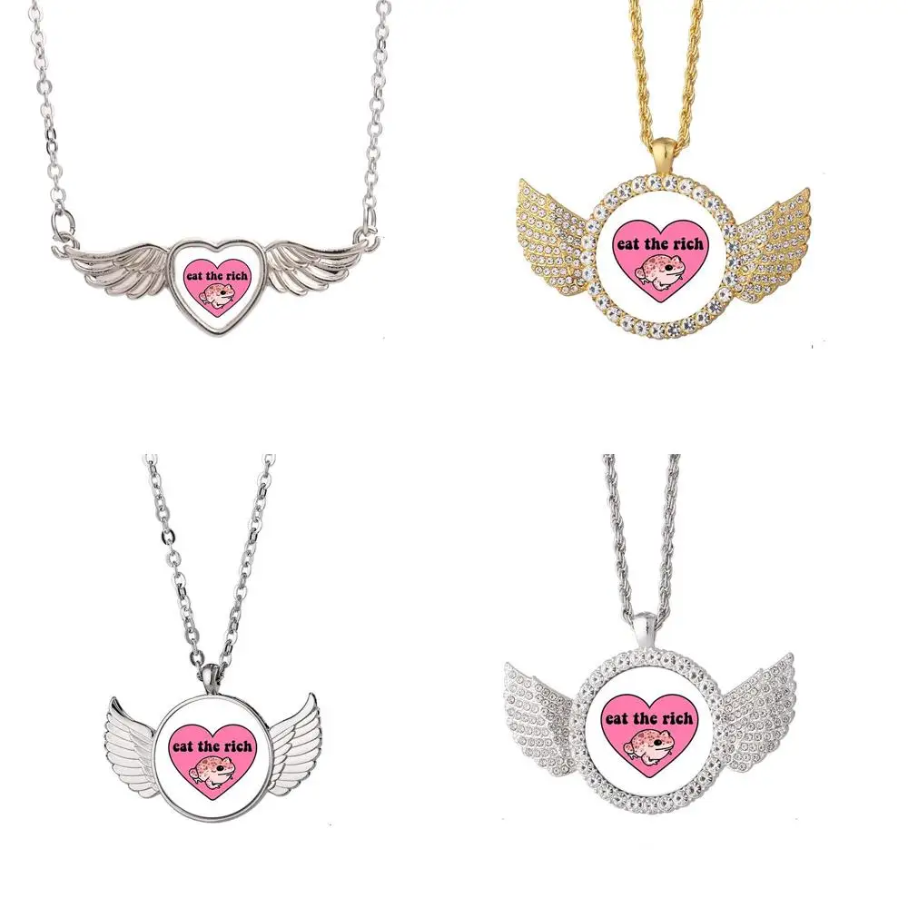 

Eat The Rich Frog Xls Angel Wing Necklace Beautiful Pendant Fashion Jewelry