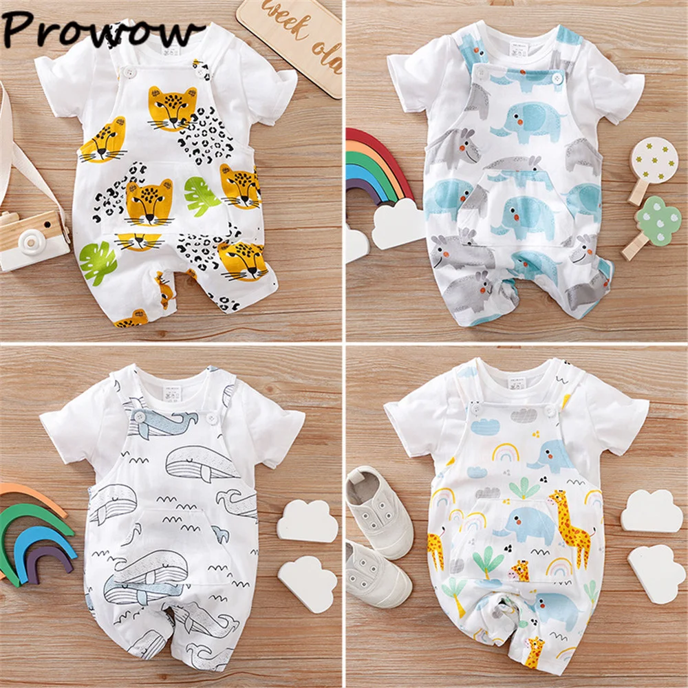 2 шт. детский летний комбинезон с принтом в виде животных |