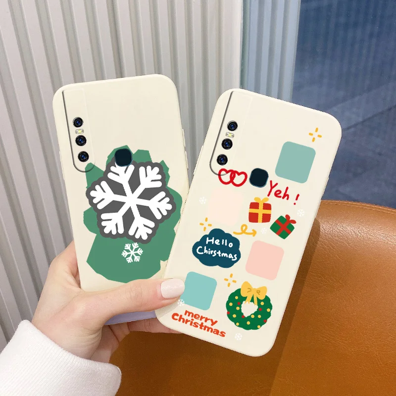 

White Snowflake Case For VIVO Y20i Y20 Y20S Y12S Y30 Y33S Y12 Y15 Y17 Y19 Y21 Y21S S1 Pro Y91 Y91i Y93 Y95 Silicone Phone Cover
