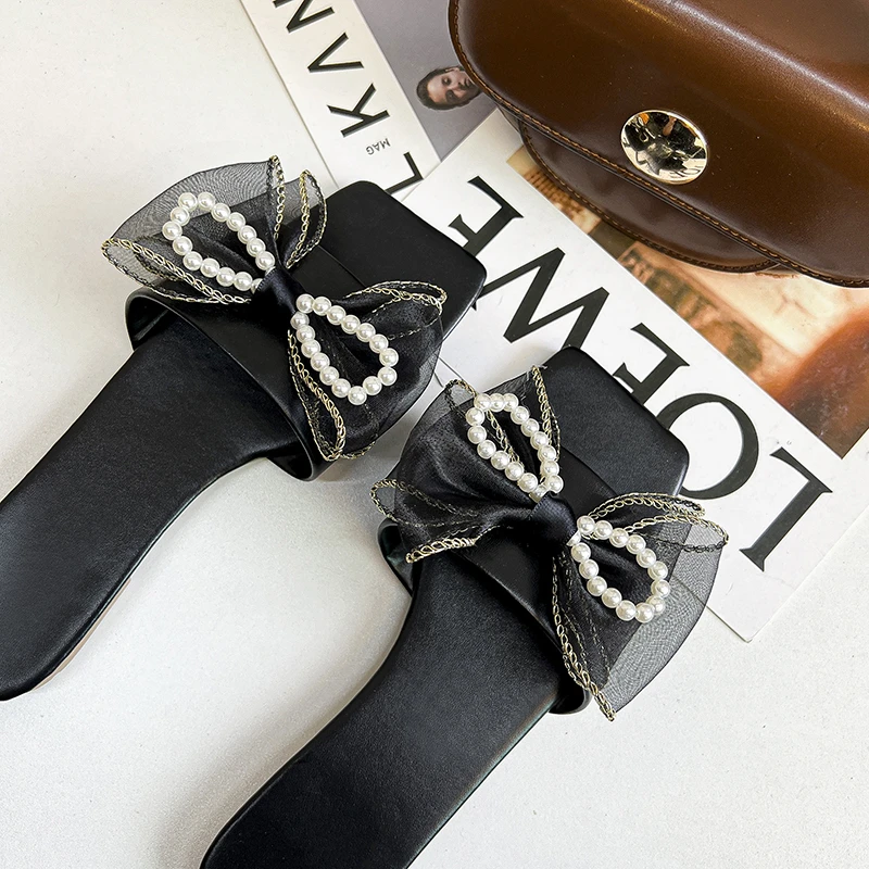 

Women Summer Slippers Shoes 2022 Rhinestone Strip Flat Slides Bling Party Sandals Holiday Outside Beach Sandalias De Las Mujeres