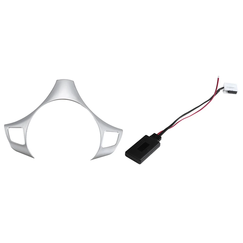 

Music Adapter 12-Pin Auxiliary Receiver Aux Audio With Car Steering Wheel Decoration Cover Trim Frame Sticker