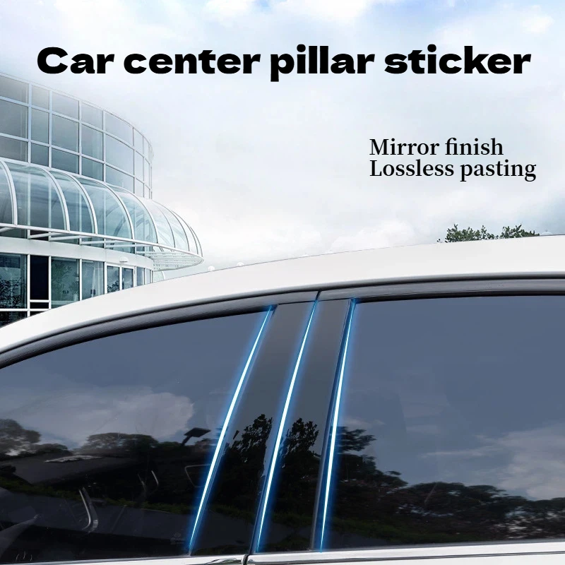 Накладки на стойки дверей (молдинги) для Nissan Almera Versa Sunny 2020, 2021, 2023, глянцевый черный цвет, комплект декоративных наклеек (art.: 3920d95753aec) - 3920d95753aec