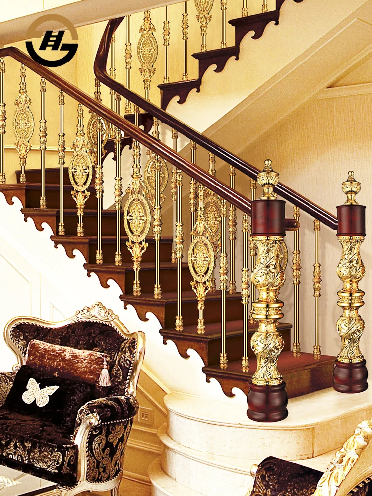 

European Style Stair Column Home Aluminum Alloy Guardrail Railing Duplex Revolving Villa Stair Handrail