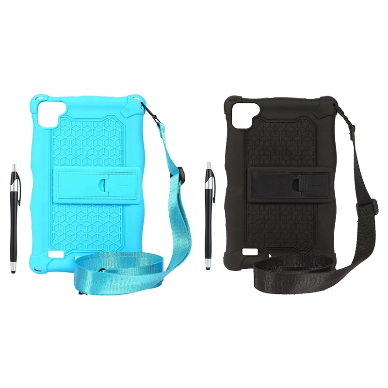 

2 комплекта, чехол для планшета Teclast P80 P80X P80H, 8-дюймовый противоударный силиконовый чехол для планшета с ремешком и ручкой, светло-голубой и ч...