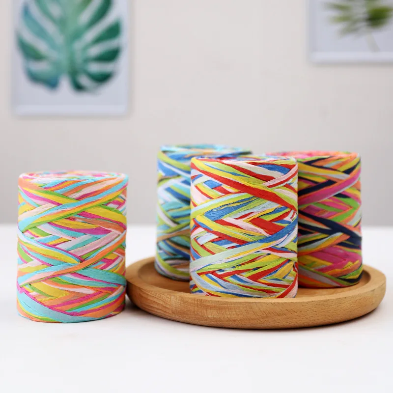 

80m/roll Colorful Lafite Paper String Raffia Paper Rope Gift Bag DIY String Wedding Party Gift Box Candy Material Packing Decor
