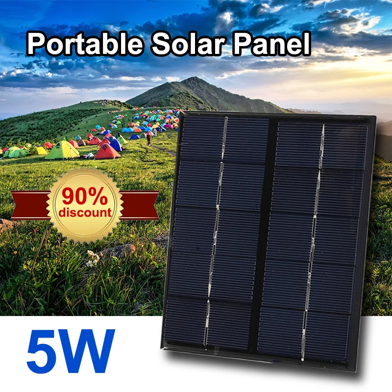 

Outdoor Solar Panel Portable 5W 5V Output USB for Phone MP3 Watch Flashlight Chargers Camping Hiking Travel Home Safe Charger