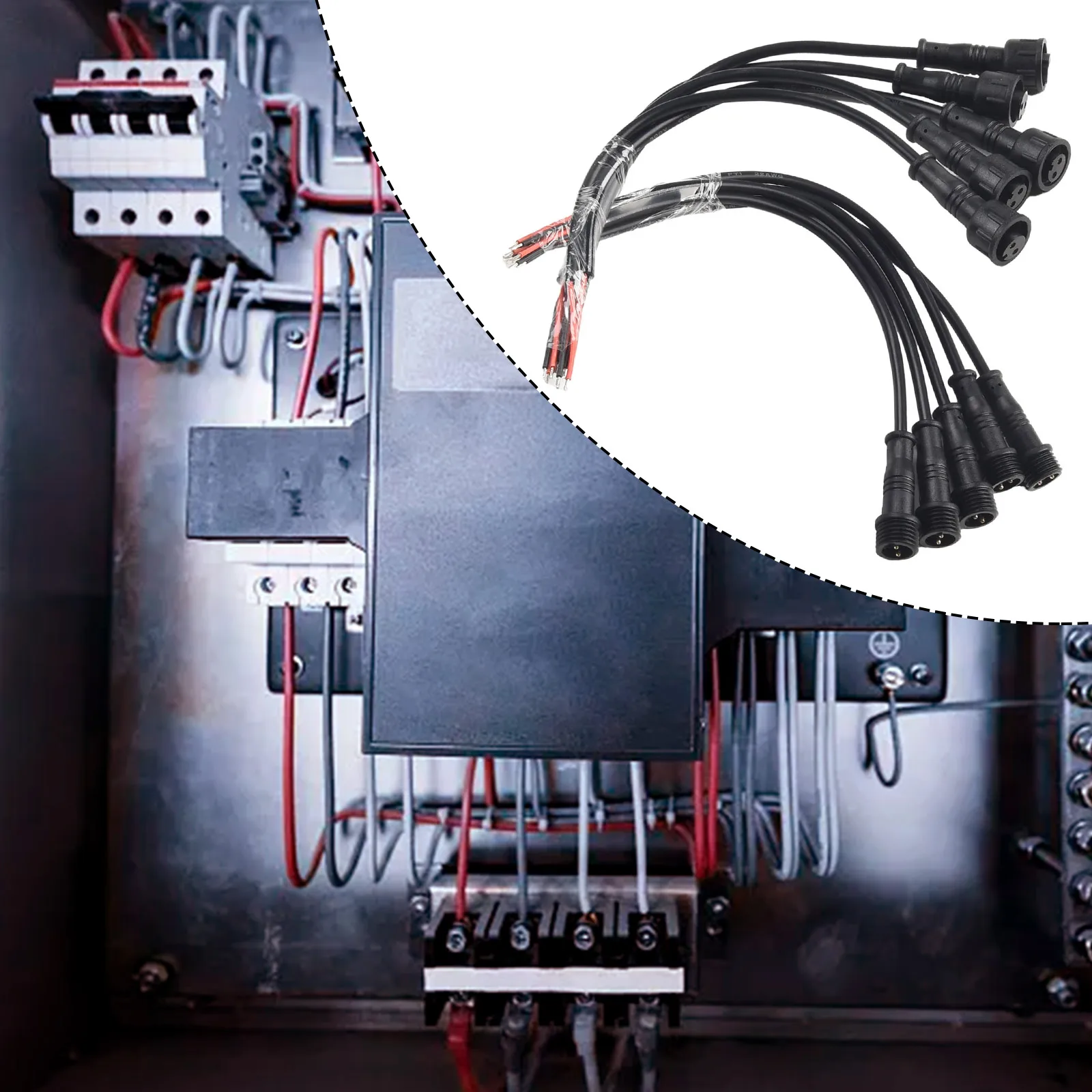 Черный кабель 5 пар 22AWG 15 мм 2Pin IP65 водонепроницаемый разъем 0 3