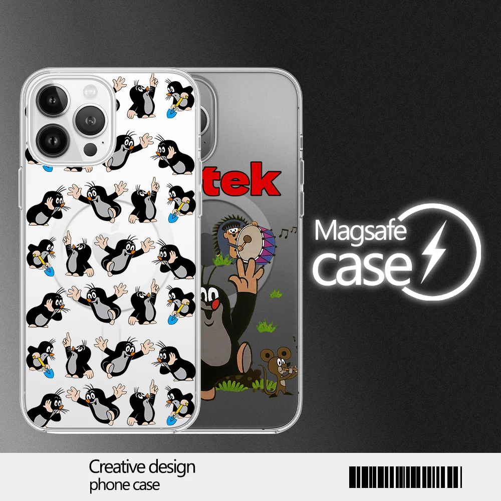 Фото Чехол для телефона Little Mole для iPhone 12, 11, 13, 14, 15, 16, Max Pro Plus, магнитный беспроводной чехол Magsafe №1