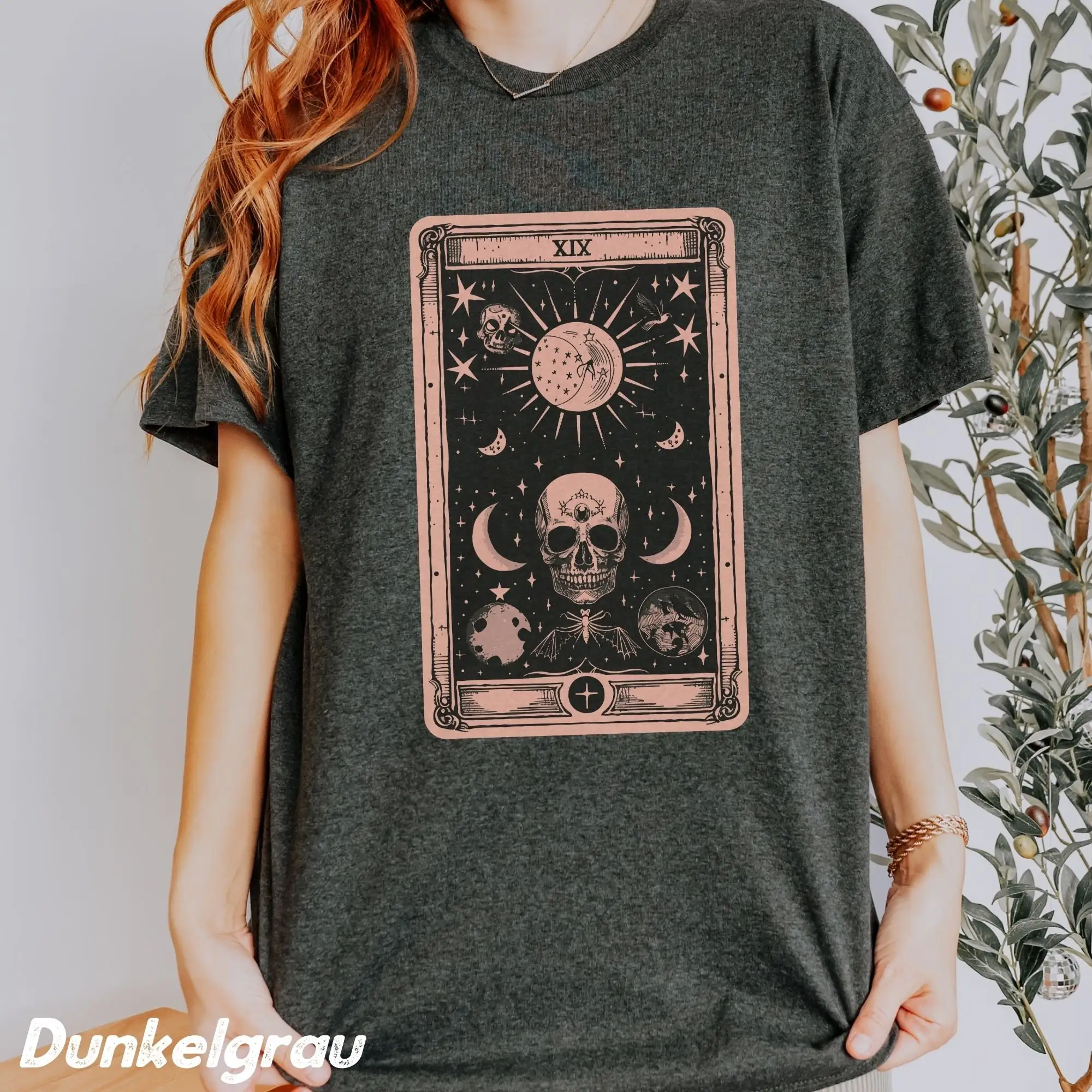 Розовая футболка на Хэллоуин с картами Таро Ретро Пастель Гот гранж