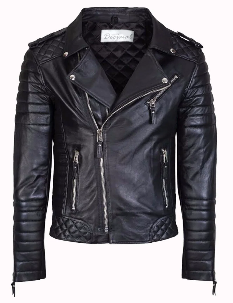 Men's Leather Leather Jacket Asymmetrical Fit New European and American Fashion Trend