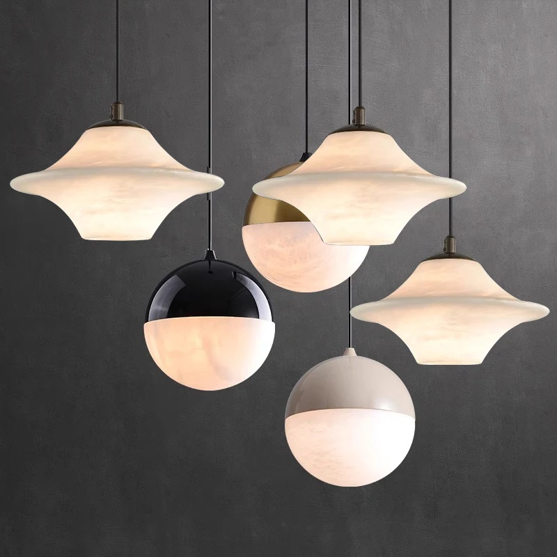 

Nordic Natural Marble Chandelier for Ceiling Creative Marble Hanging Lamp for Ceiling Home Decoration Led Pendant Light Bedroom
