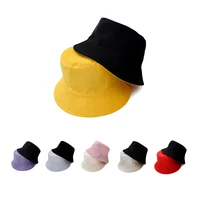 unisex hat black solid color double sided simple bob hip hop bucket hat mens womens panama beach fishing bunny sun cap