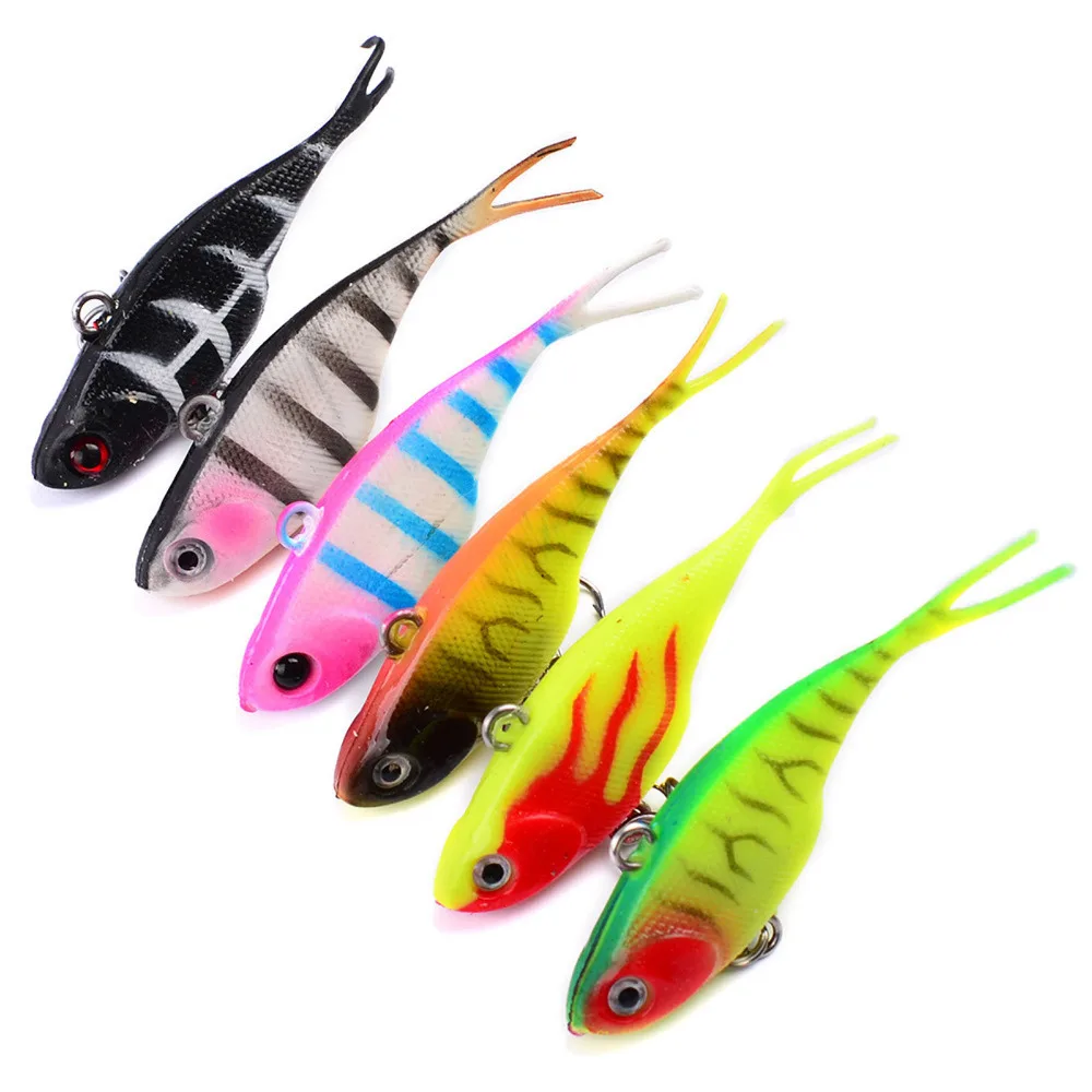 

6PCS Soft fish Fishing Lure Grub worm Silicone Bait Y tail 6.8cm/9g