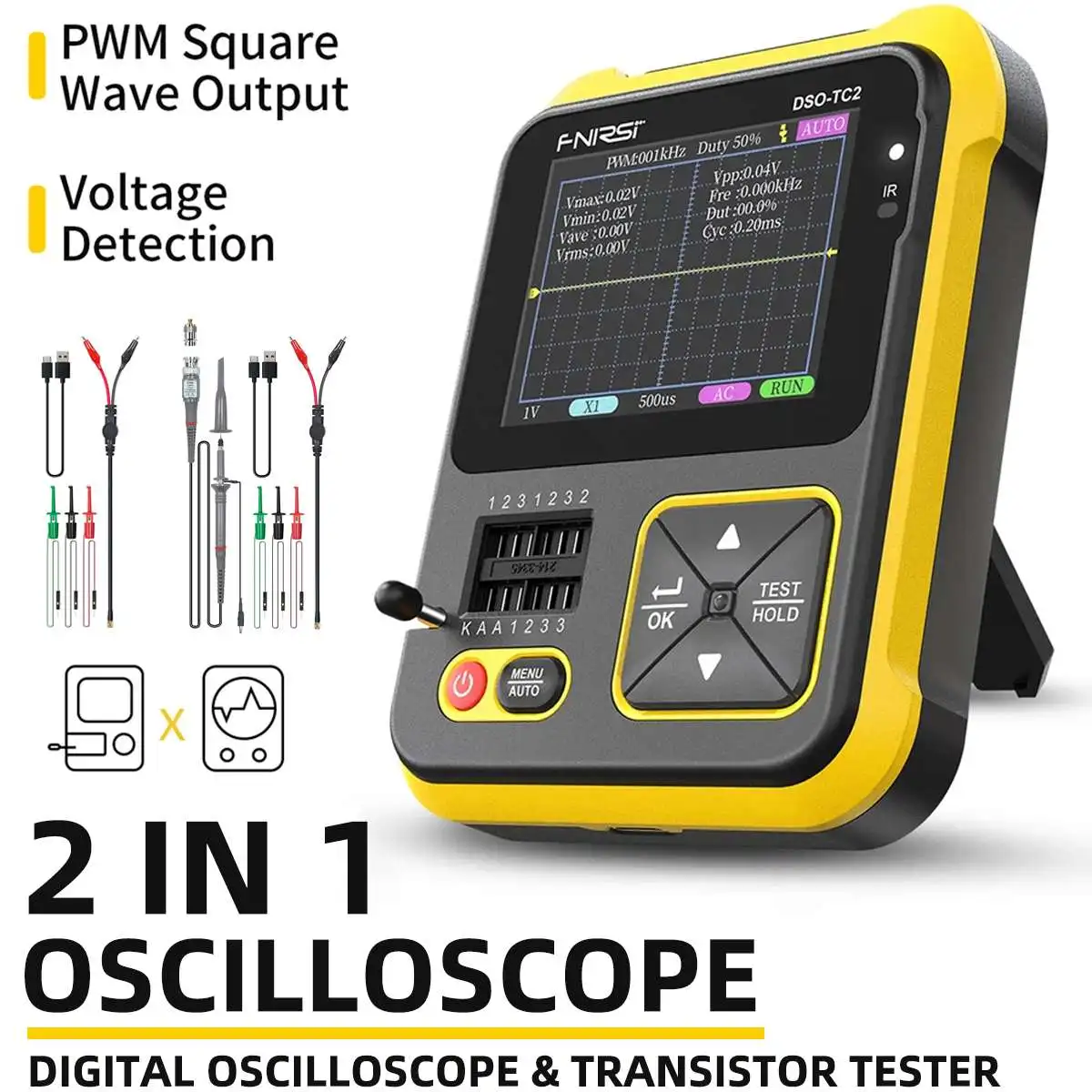 

2 In 1 Multifunctional Handheld Oscilloscope Transistor Detector Digital Oscilloscope LCR Meter Resistance Meter Capacitance