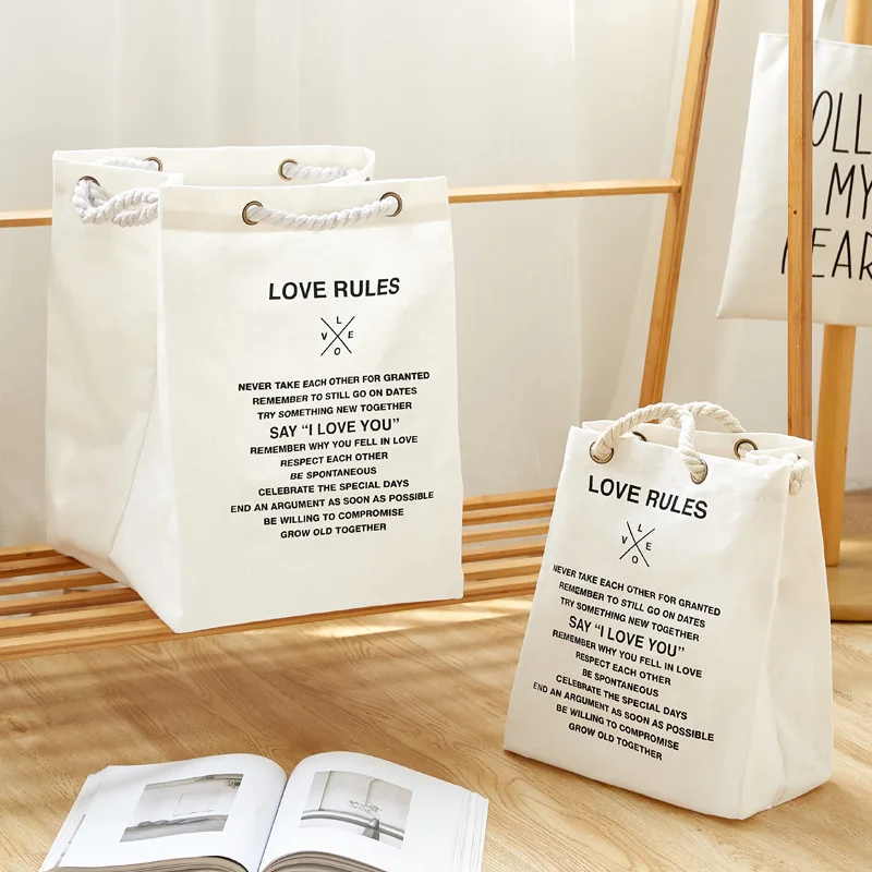 

Cotton rope big bag Printed letters Polyester cotton Toy clothes digital bag
