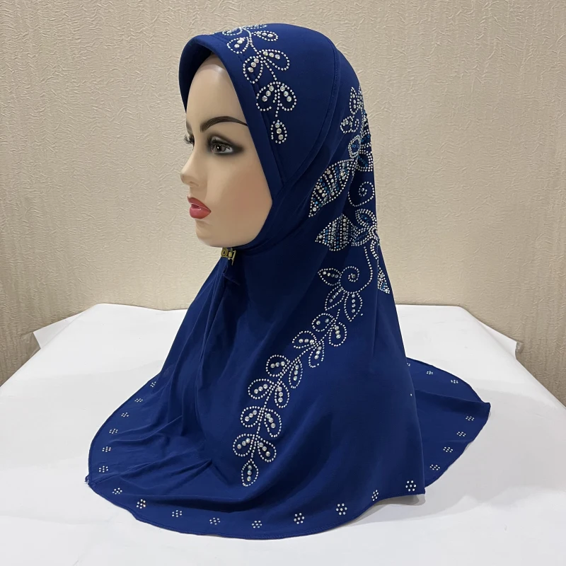 H102 di Alta Qualità Musulmano Amira Hijab con Strass Tirare Islamico Sciarpa Head Wrap Pregate Sciarpe Ramadhan Regalo Hijab