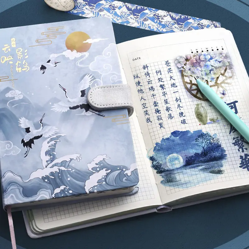 

Симпатичный журавль блокнот магнитная пряжка Сетка точка пустая линия ежемесячный недевизированный студенческий планировщик Дневник Книга 256 страница