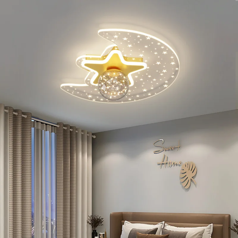 

Комнатный светодиодный потолочный светильник, простой современный светильник для детской комнаты, полная звезда, для спальни, кабинета, новая звезда, луна, потолочный светильник
