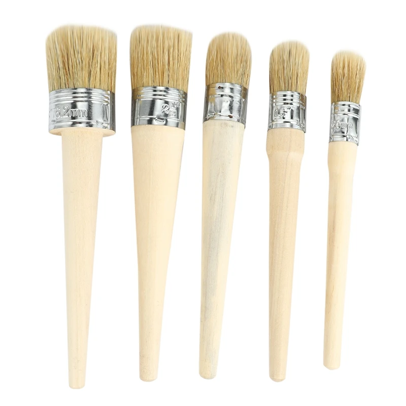 

Quality Artist Brush 20/25/30/40/50Mm Head Diameter Round Bristle Chalk Draw Paint Painting Wax Wooden Handle Brush