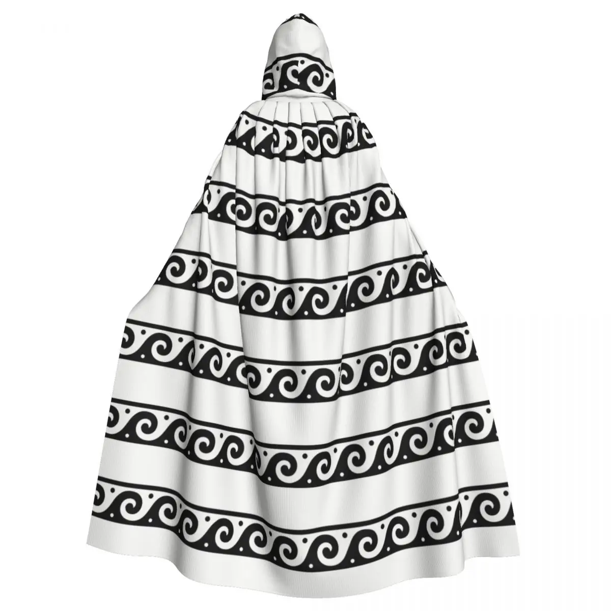 

Long Cape Cloak Greek Wave Pattern Hooded Cloak Coat Autumn Hoodies