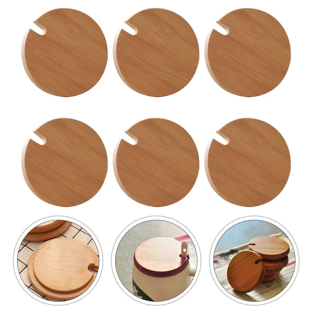 

6 Pcs Decorate Mug Lid Travel Coffee Tumblers Drink Cup Lids Bamboo Natural Covers