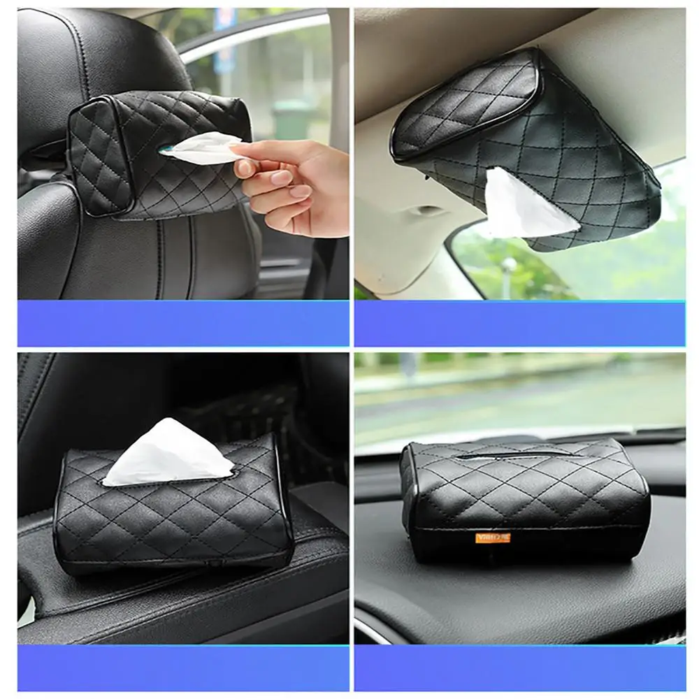 

1Pc Car Tissue Box Towel Sets Car Sun Visor PU Leather Tissue Box Holder Auto Car Interior Storage Decoration Accessories