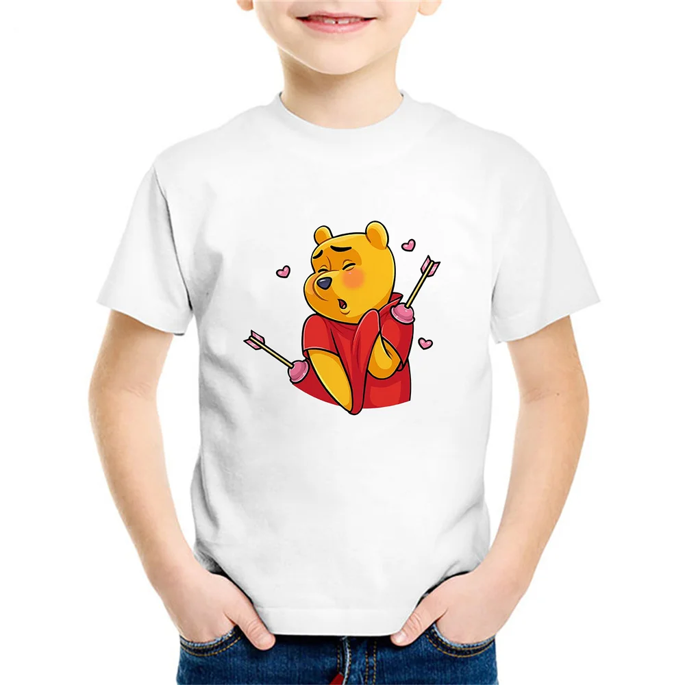 

New Product Children Tshirt Winnie The Pooh Cartoons Baby White Summer Boy Short Sleeve Soft Cotton Clothes O-Neck Casual