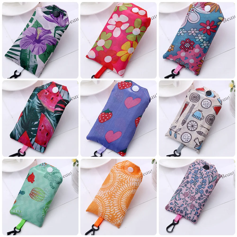 

6PCS Polyester Foldable Shopping Colorful Grocery Storage Pouches Resuable Handbag (Random Pattern)