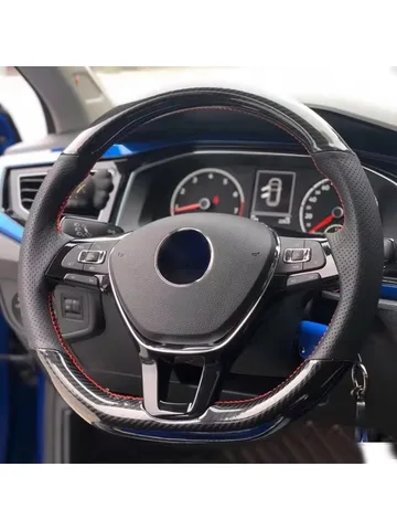 Для Volkswagen Golf 7 Mk7 ручная вышивка мягкий черный карбоновый черный замшевый чехол на руль автомобиля