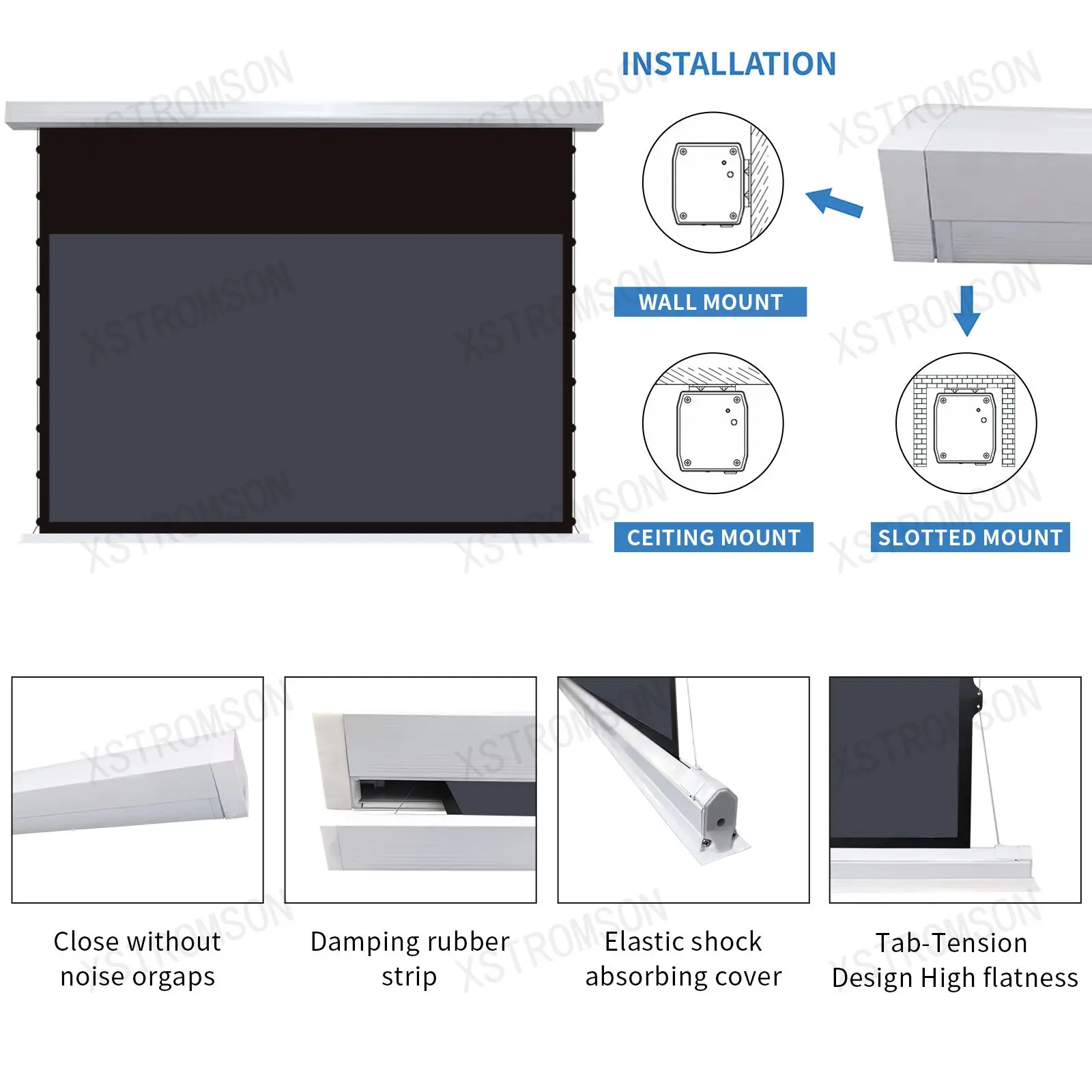 8K выдвижной экран проектора с моторизованным натяжением