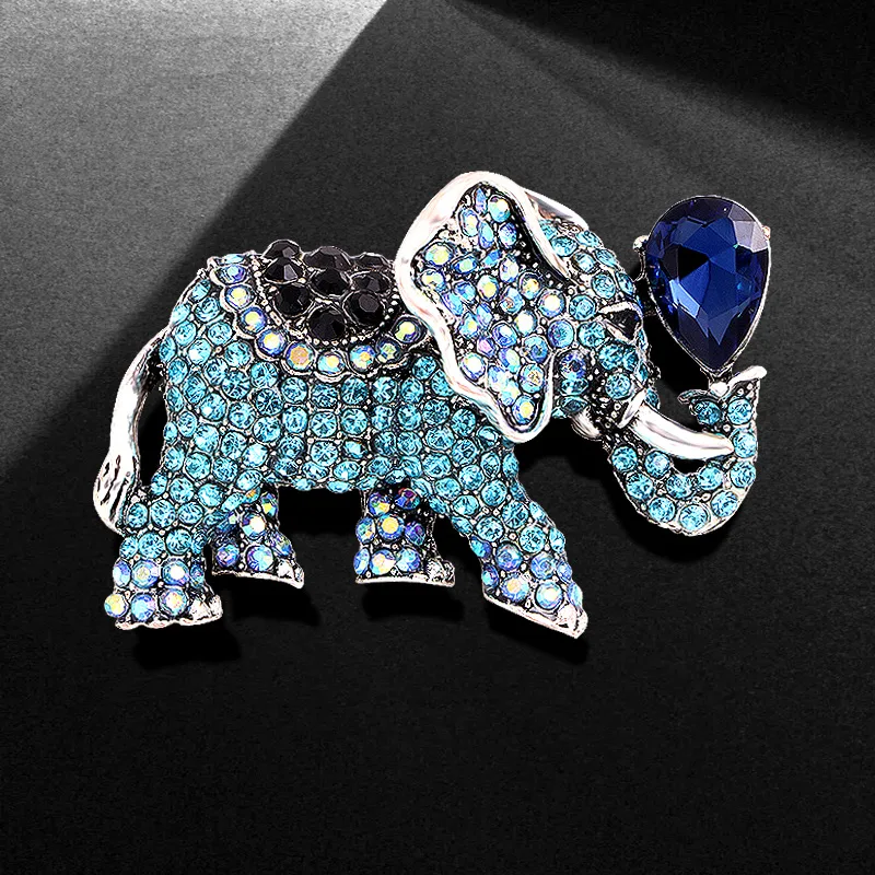

Sparking Full Rhinestone Elephant For Brooches Women Men Vintage 6-color Animal Brooch Clothes Suit Pins Available Jewelry Gifts