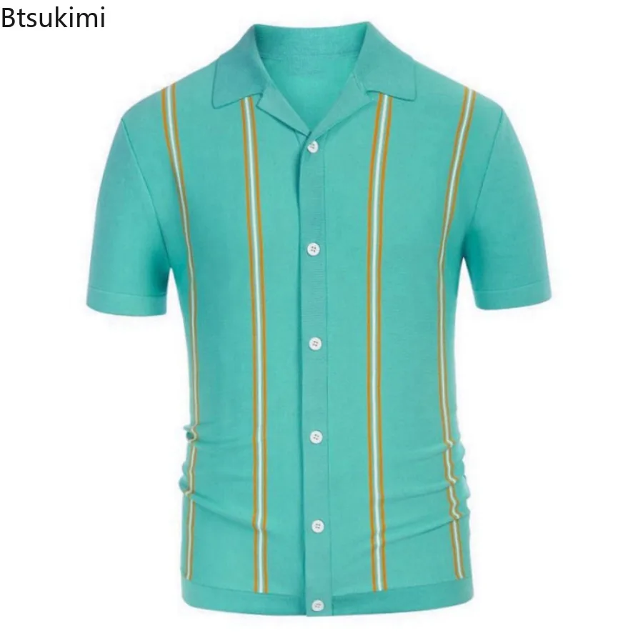 Новая летняя мужская одежда модные мужские полосатые трикотажные футболки с