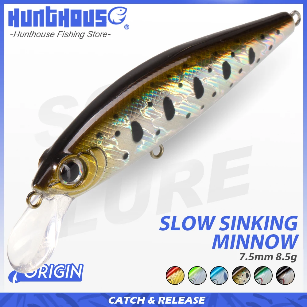 

Hunthouse Slow Sinking Minnow Rigge Flat Fishing Lure 75S 75mm 8.5g Wobbler Artificial Hard Bait Small Minnow Fishing Tackle