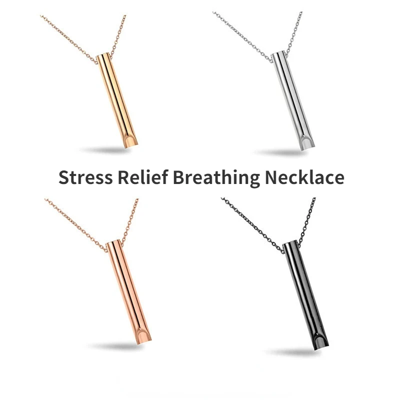 

Stainless Steel Anxiety Necklace for Women Stress Relief Mindful Meditation Breathing Necklace Inhale Exhale Deep Breath Jewelry