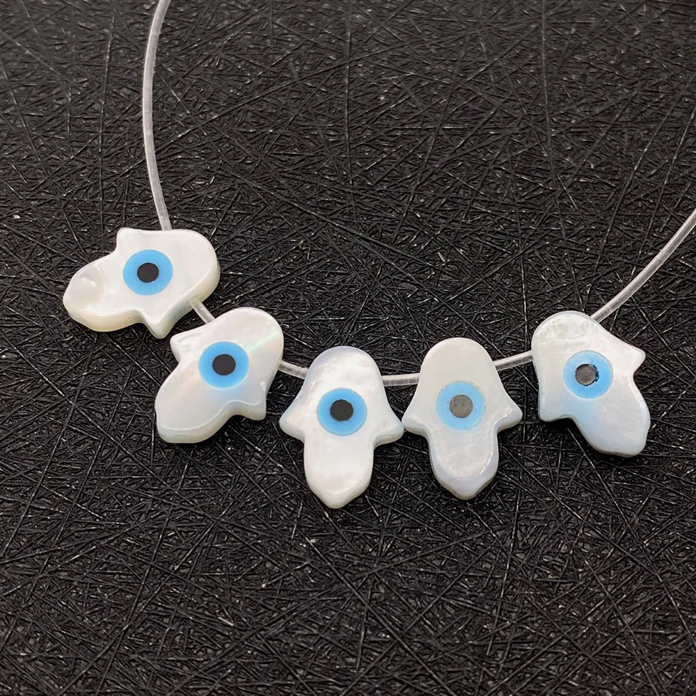 Natural Shell Evil Eye Beads Palm Shape Jewelry Making Beads for DIY Necklace Bracelet Jewelry Accessories Devil's Eye Shell