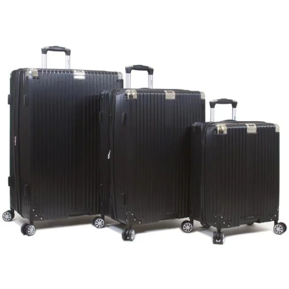 

Dejuno Moda Scratch Resistant 3-Piece Hardside Spinner Luggage Set - Black