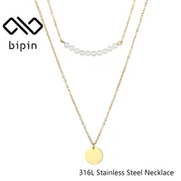 bipin necklace with crystal pendant custom stainless steel female gold letter necklace set