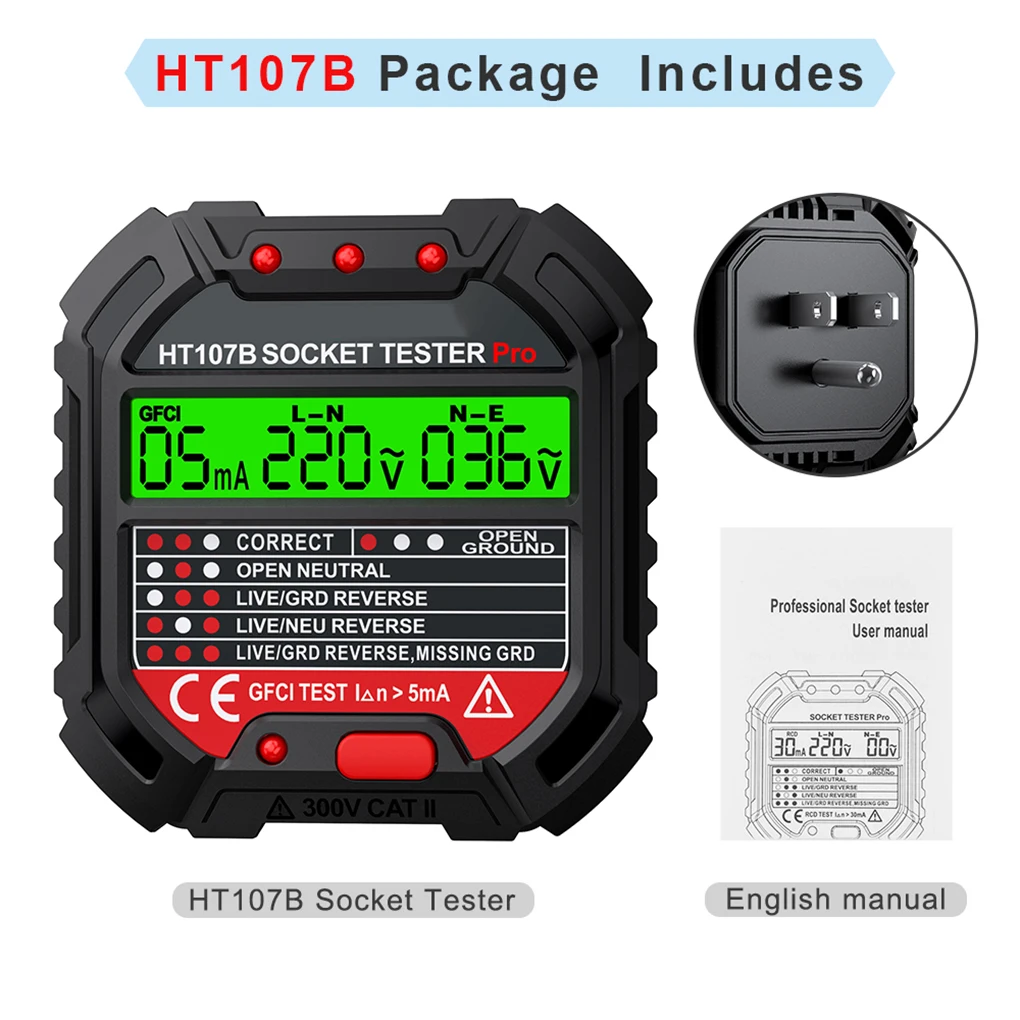 

Electric Outlet Tester Circuit Voltage Zero Lines Detector Phase Multifunctional Testers Equipment Measurement Tool European