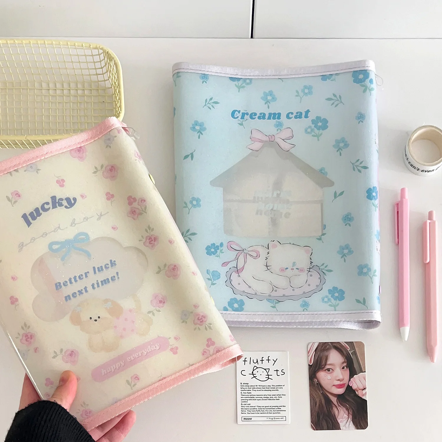 A5 A6 Rose Dog Cat DIY Binder Photocards Collect Book Diary Agenda Planner Cover Album Stationery