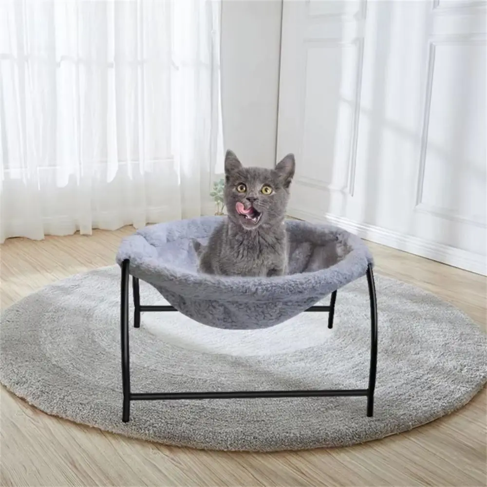 Фото Уютный съемный гамак для кошек на подставке, дышащий, с подставкой для лежания, комфортная теплая лежанка для питомцев, всесезонное спальное место №5
