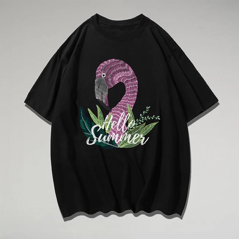 

Letter Flamingos Sailor Vivid Couple Camiseta Vetement Kawaii T-Shirt Goth Literature Punk Blusa