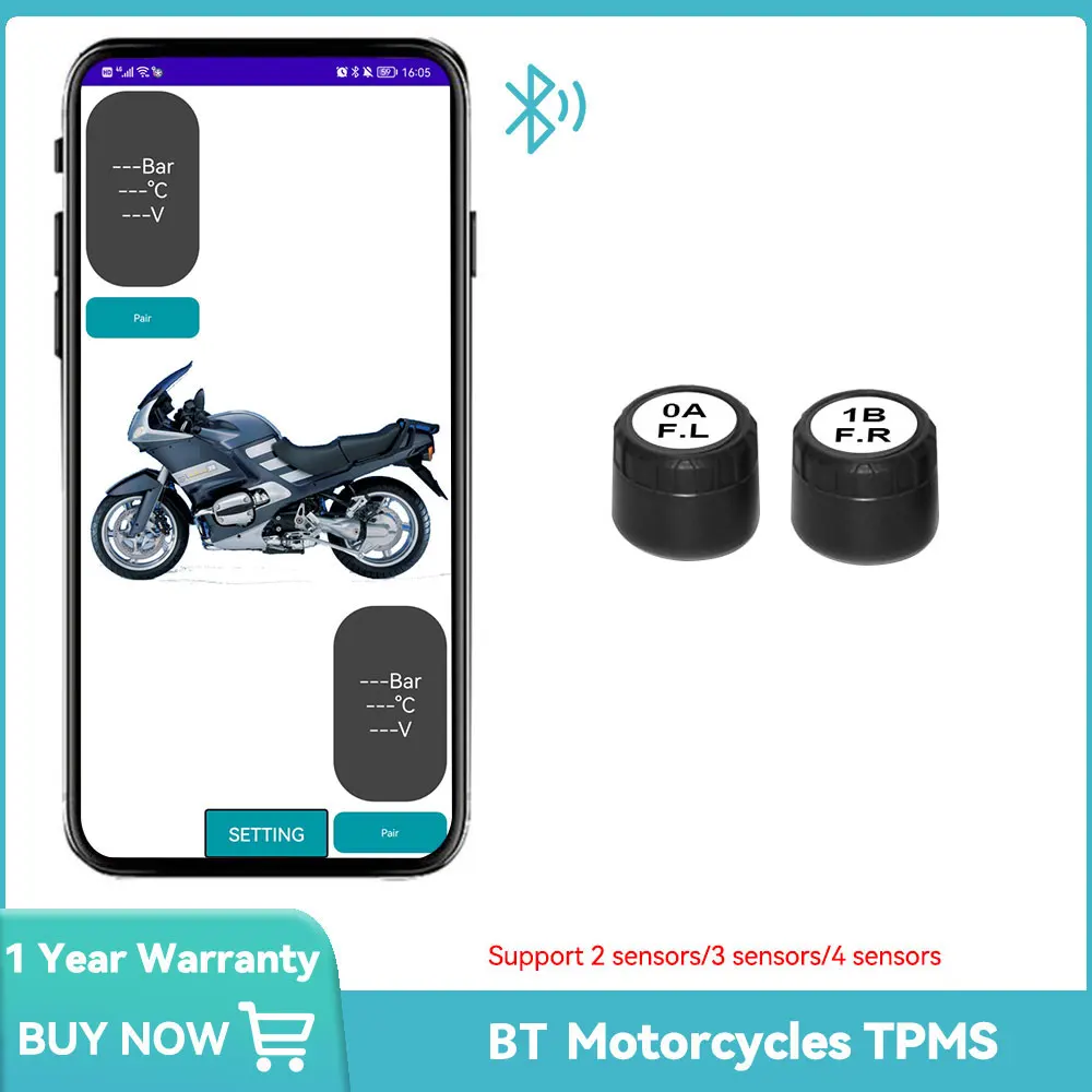 TPMS Датчик давления в шинах мотоцикла Bluetooth-совместимая система контроля для