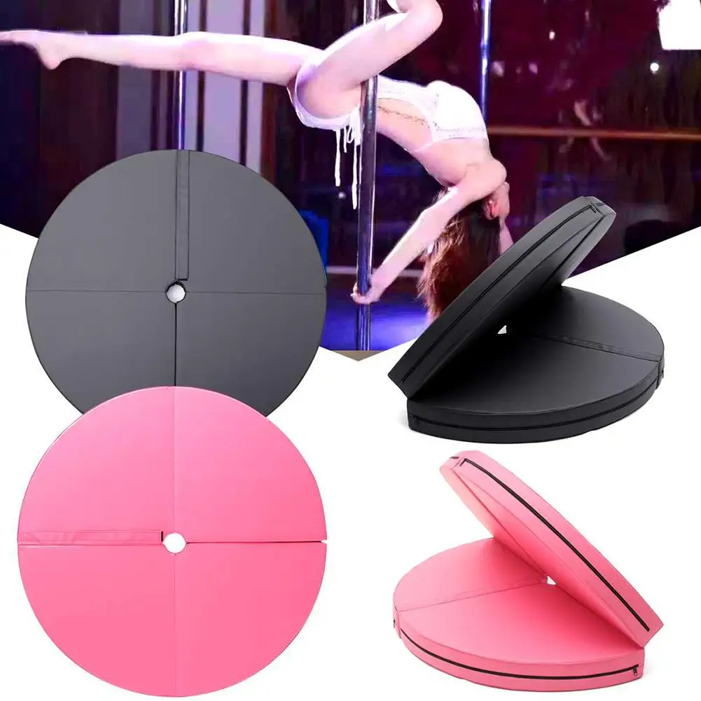 

Round Folding Portable Pole Dance Crash Mat Skid Proof y Round Dancing Cushion For Home Workout Fitness 2'' T x 3.9'W